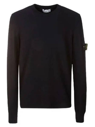 Men's Wappen Patch Crew Neck Wool Knit Top Navy - STONE ISLAND - BALAAN 2