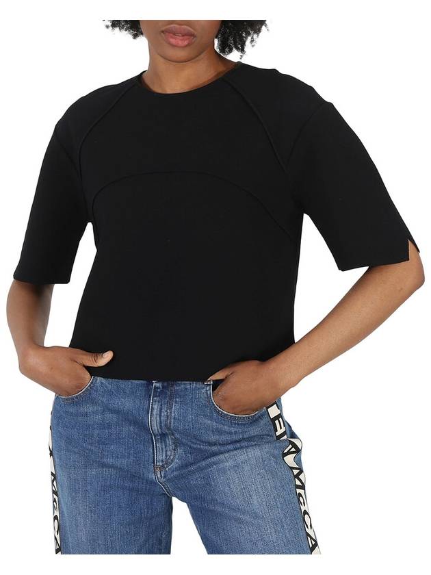 Stella McCartney Ladies Black Piped Seam Cropped Top, Brand Size 42 (US Size 8) - STELLA MCCARTNEY - BALAAN 1