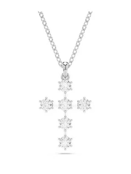 Insigne Pendant Round Cut Cross Rhodium Necklace Silver - SWAROVSKI - BALAAN 2