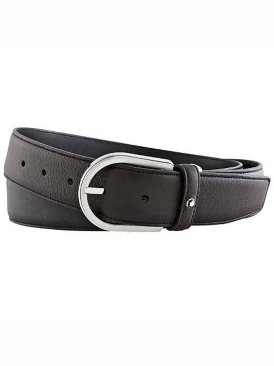 Men's Horsebit Buckle Classic Leather Belt Black - MONTBLANC - BALAAN.