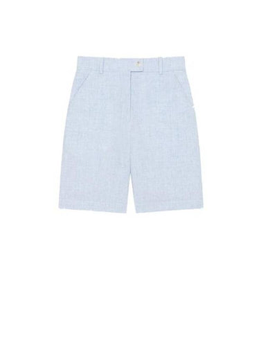 Tailored Boke Flower Button Linen Shorts Light Blue - KENZO - BALAAN 1