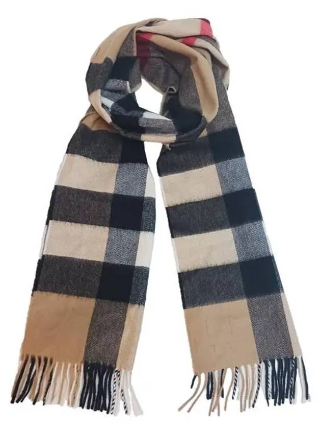 Check Fringe Cashmere Muffler - BURBERRY - BALAAN.