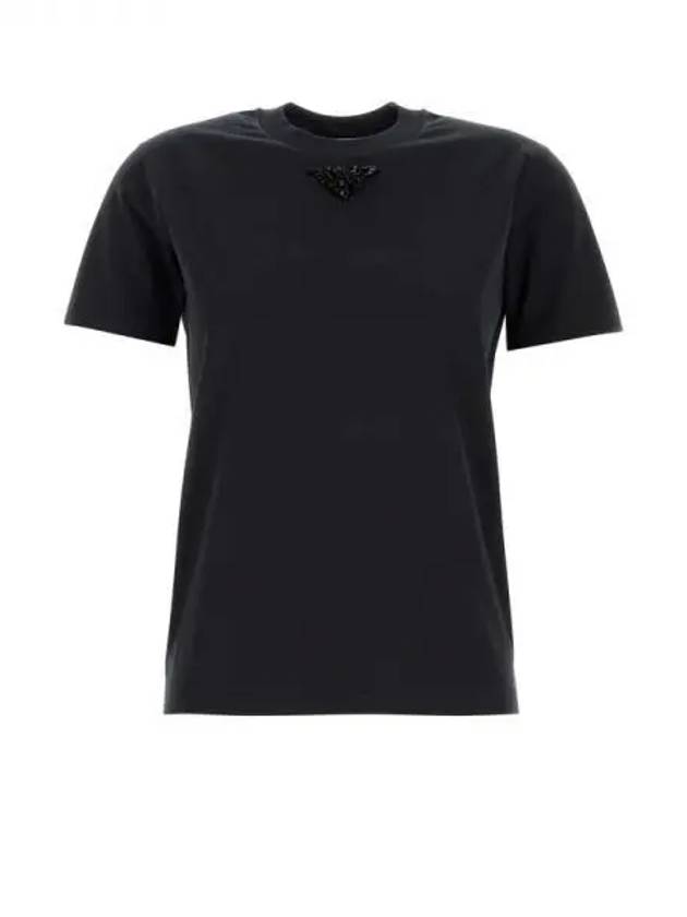 Beaded triangle logo short sleeve t shirt - PRADA - BALAAN 1