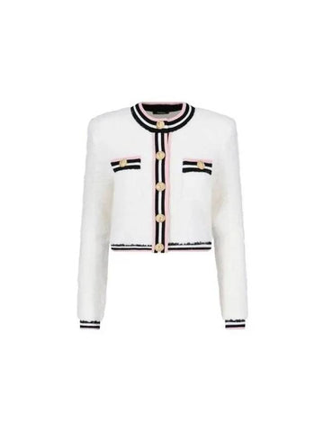 Women s Jacket Blazer Stripe Trimming Boucle CF0SK248KG15 GQW - BALMAIN - BALAAN 1