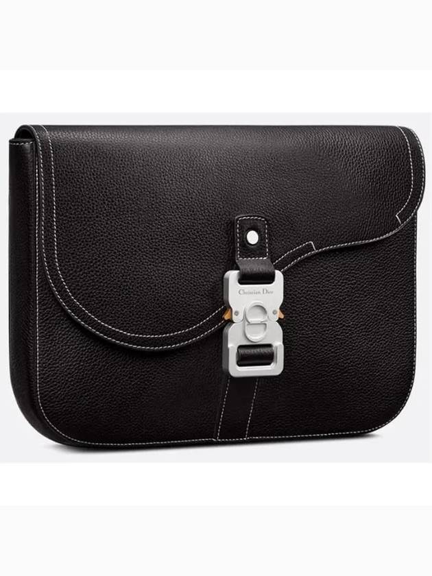 Saddle A5 Grained Calfskin Pouch Black - DIOR - BALAAN 4