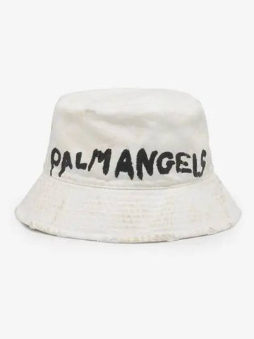 Seasonal Logo Bucket Hat White PMLA026S23FAB0036110 - PALM ANGELS - BALAAN 1