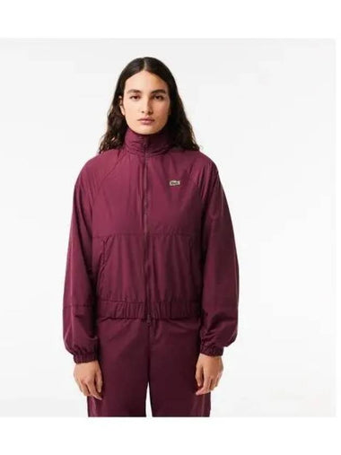 Women s Relaxed Fit Drawstring Windbreaker Burgundy - LACOSTE - BALAAN 1