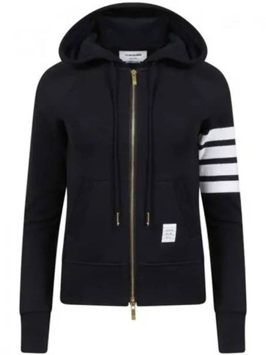 Engineered 4-Bar Stripe Loopback Jersey Knit Zip Up Hoodie Navy - THOM BROWNE - BALAAN 2