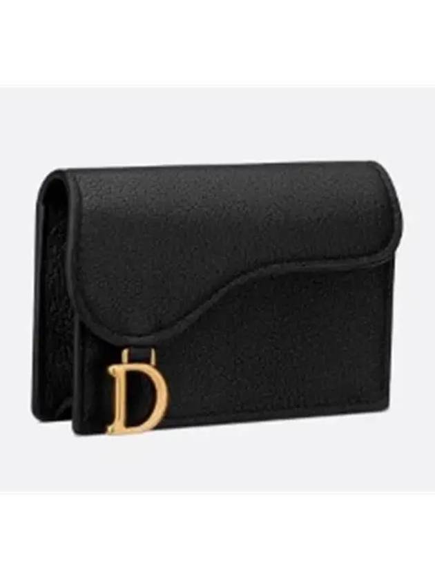 Saddle Bloom Goatskin Flap Card Wallet Black - DIOR - BALAAN 3