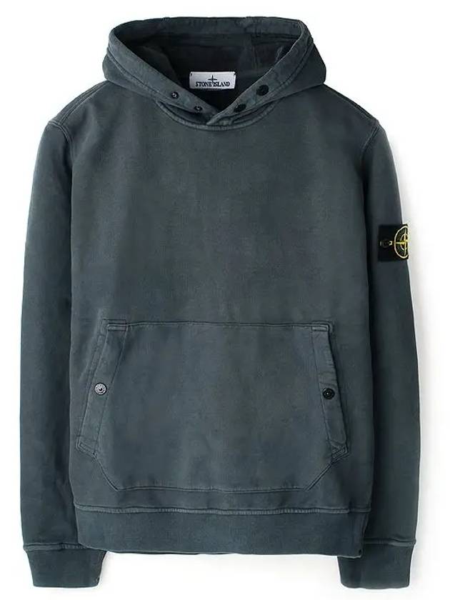 Snap Brushed Cotton Fleece Hoodie Lead Grey - STONE ISLAND - BALAAN 2