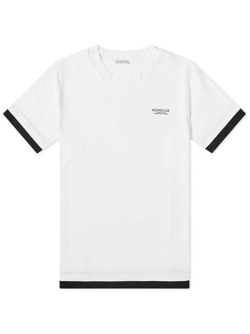 Logo Cotton Ribbed Crew Neck Short Sleeve T-Shirt White - MONCLER - BALAAN 1