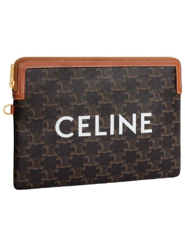 Small Pouch With Strap Signature In Triomphe Canvas With  Print Tan - CELINE - BALAAN 5