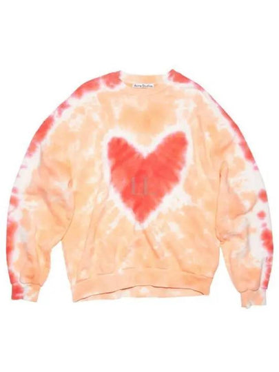 Heart Print Tie Dye Sweatshirt Orange - ACNE STUDIOS - BALAAN 2