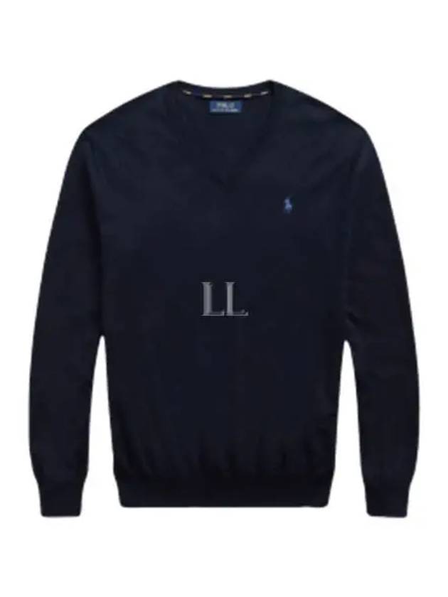 Embroidery Logo V Neck Knit Top Navy - POLO RALPH LAUREN - BALAAN 2