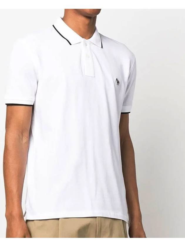 Zebra Patch Regular Fit Short Sleeve Polo Shirt White - PAUL SMITH - BALAAN 3