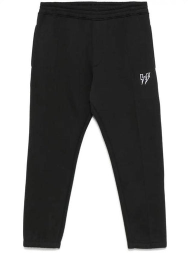 Loose Low Rise Embroidered Bolt Track Pants Iron Black - NEIL BARRETT - BALAAN 1