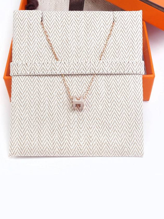 Mini Pop H Pendant Rose Gold & Marron Glace - HERMES - BALAAN 2