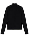 Women s Knit Sweater Half neck Patch Zip up Black MCFW24KN3BK - MACKY - BALAAN 3