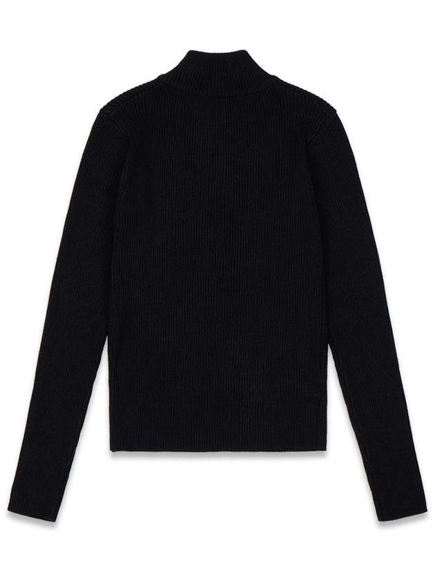 Women s Knit Sweater Half neck Patch Zip up Black MCFW24KN3BK - MACKY - BALAAN 3