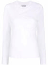 Quilted Organic Cotton Long Sleeve T-Shirt Bright White - GANNI - BALAAN 1