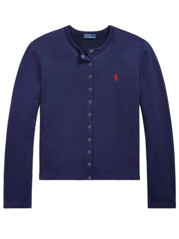 Embroidered Snap Button Cardigan Blue - POLO RALPH LAUREN - BALAAN 1