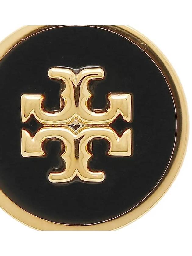 Kira Enamel Circle Stud Earrings Black Gold - TORY BURCH - BALAAN 5