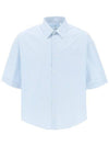 Striped Boxy Fit Short Sleeve Shirt Blue - AMI - BALAAN 2