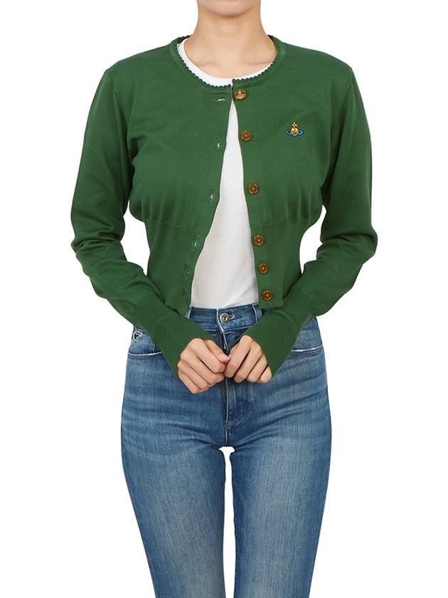 Women s Bea Embroidered Logo Crop Cardigan Green - VIVIENNE WESTWOOD - BALAAN 9