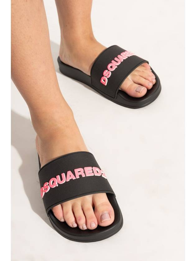 Dsquared2 Rubber Slides With Logo, Women's, Black - DSQUARED2 - BALAAN 2