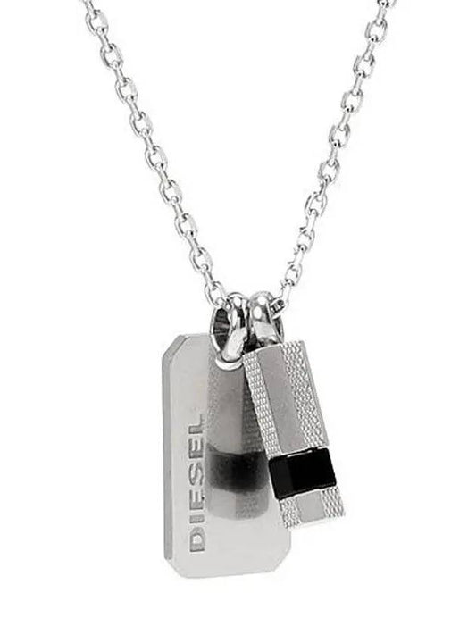 logo plate bolt necklace silver - DIESEL - BALAAN 2