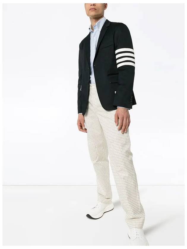 4 Bar Armband Cotton Blazer Jacket Navy - THOM BROWNE - BALAAN 4