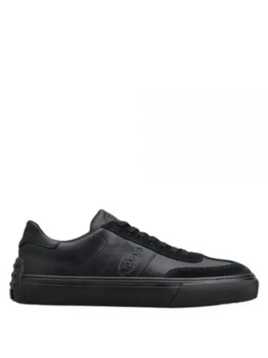 Round Toe Leather Low Top Sneakers Black - TOD'S - BALAAN 2