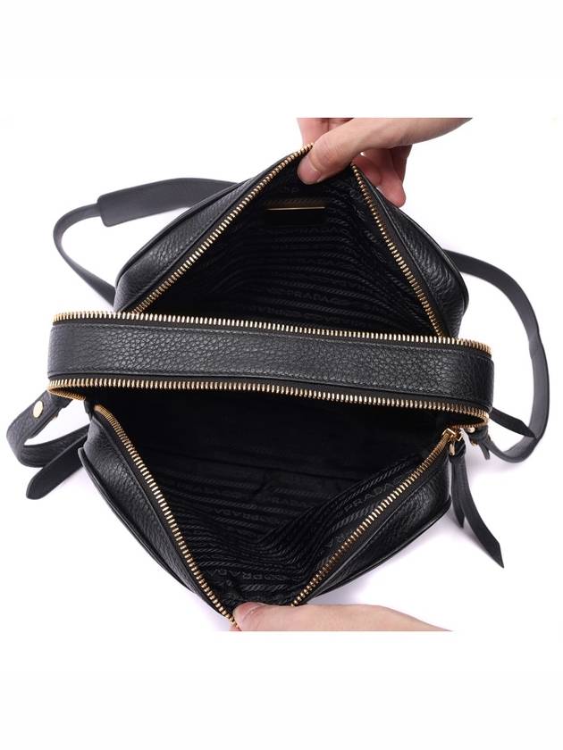 Vitello Phoenix Double Zipper Cross Bag Black - PRADA - BALAAN 7