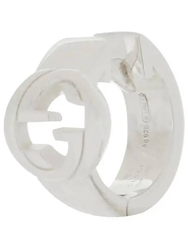 Interlocking Wide Hoop Earrings Silver - GUCCI - BALAAN 3