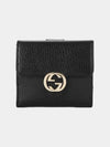 Interlocking G Flap Leather Half Wallet Black - GUCCI - BALAAN 2