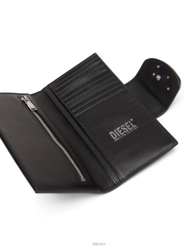 Julie D Logo Leather Long Wallet Black - DIESEL - BALAAN 4