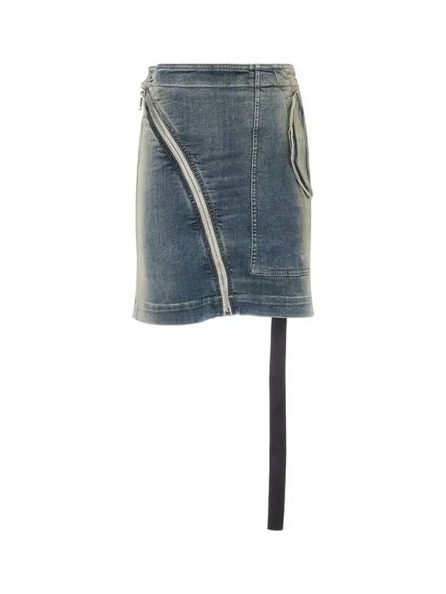 WOMEN DRKSHDW Round Zipper Mini Skirt Dark Indigo - RICK OWENS - BALAAN 1