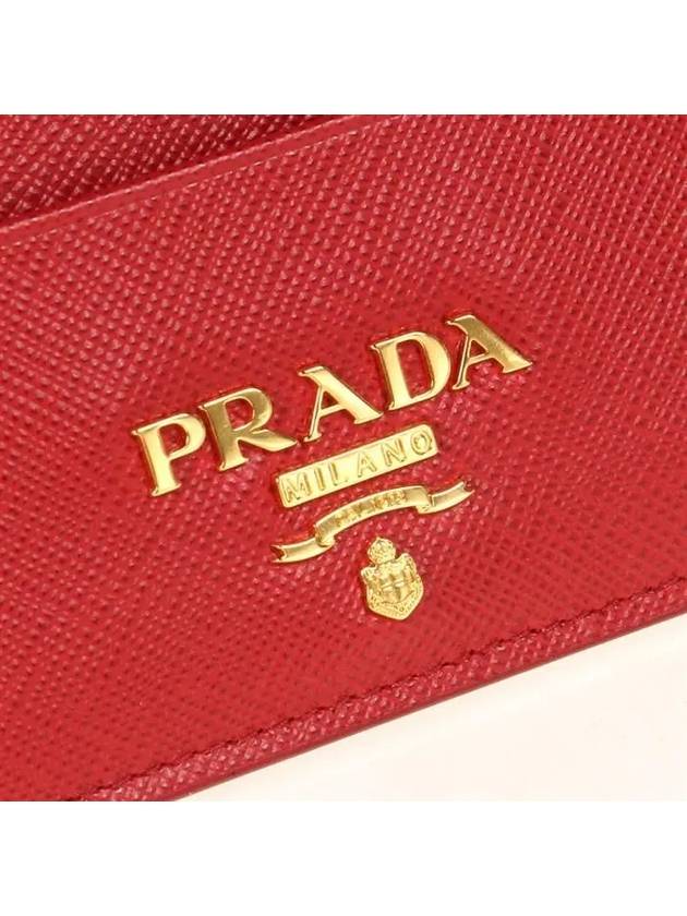 Metal Logo Saffiano Card Wallet Red - PRADA - BALAAN 8