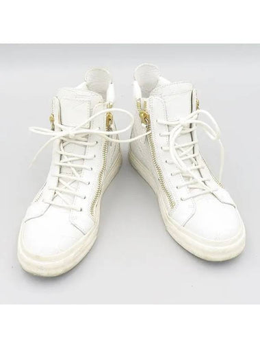 White Crocodile Pattern Women s High Top Sneakers 235MM - GIUSEPPE ZANOTTI - BALAAN 1