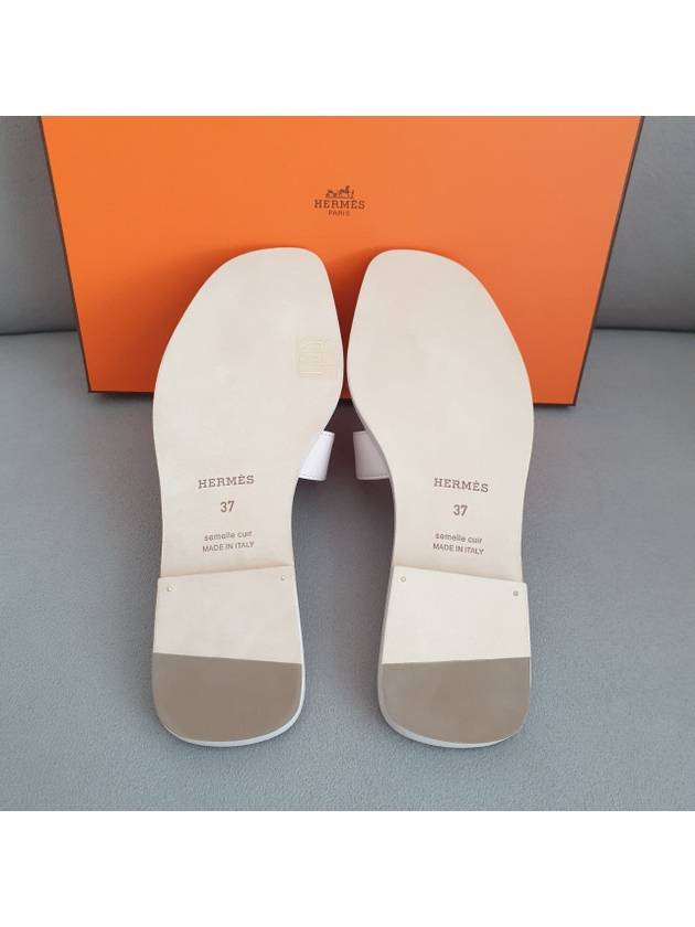 Oran Calfskin Slippers Blanc - HERMES - BALAAN 6