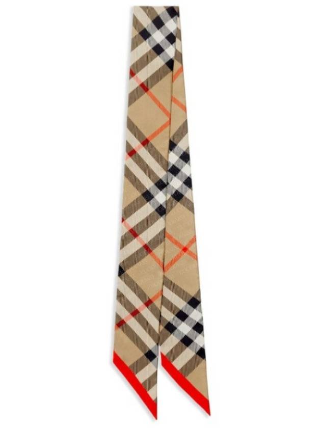 Check Red Hem Silk Scarf Beige - BURBERRY - BALAAN 6