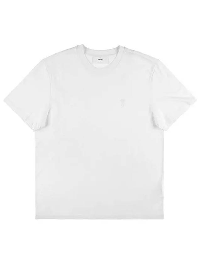 Embroidered Logo Cotton Short Sleeve T-Shirt White - AMI - BALAAN 2