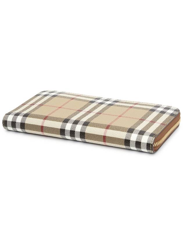 Check Leather Ziparound Long Wallet Beige - BURBERRY - BALAAN 4