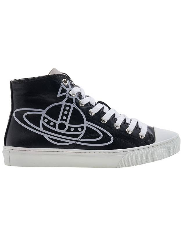 Plimsoll Eco Leather High Top Sneakers Black - VIVIENNE WESTWOOD - BALAAN 3