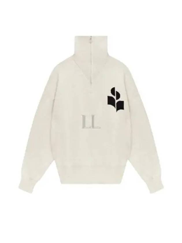 Logo High Neck Knit Zip-Up Cardigan Light Grey - ISABEL MARANT - BALAAN 2