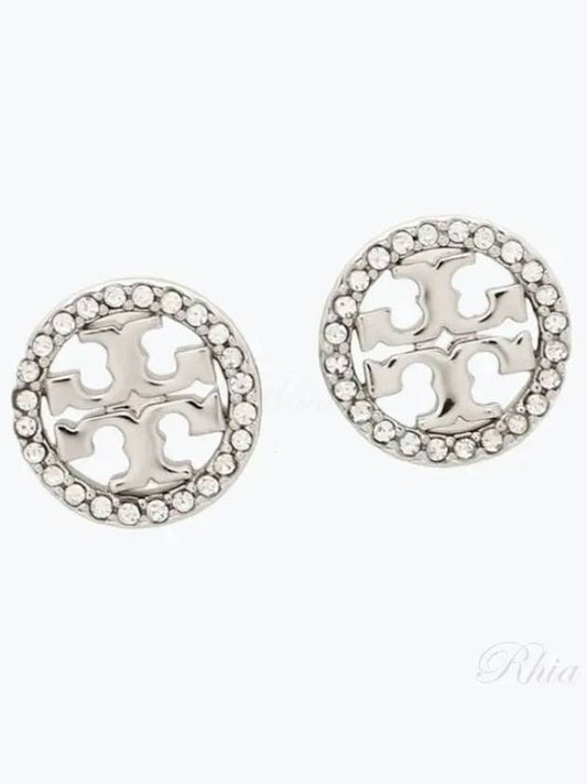 Miller Crystal Stud Earrings Silver - TORY BURCH - BALAAN 2