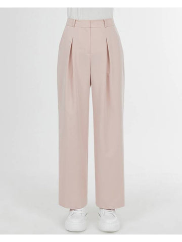 Meryl Office Setup Pintuck Secret Banding Basic Straight Wide Slacks Pants Powder Pink MERYL08PP - RAMUSTUDIO - BALAAN 1