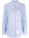 Button Down Cotton Oxford Long Sleeve Shirt Light Blue - THOM BROWNE - BALAAN 1