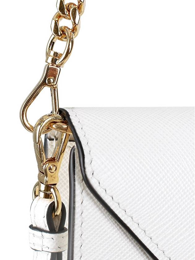 Triangle Logo Saffiano Chain Clutch Bag White - PRADA - BALAAN 10