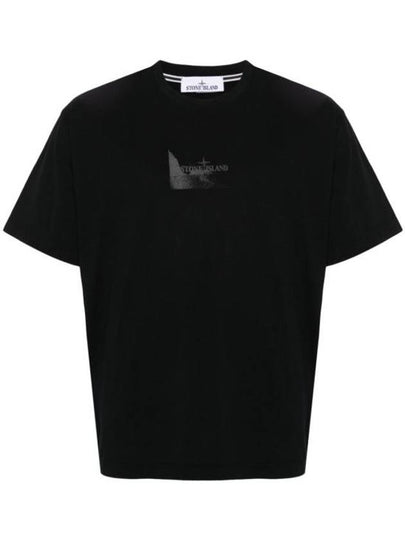 Logo Print Short Sleeve T-Shirt Black - STONE ISLAND - BALAAN 2